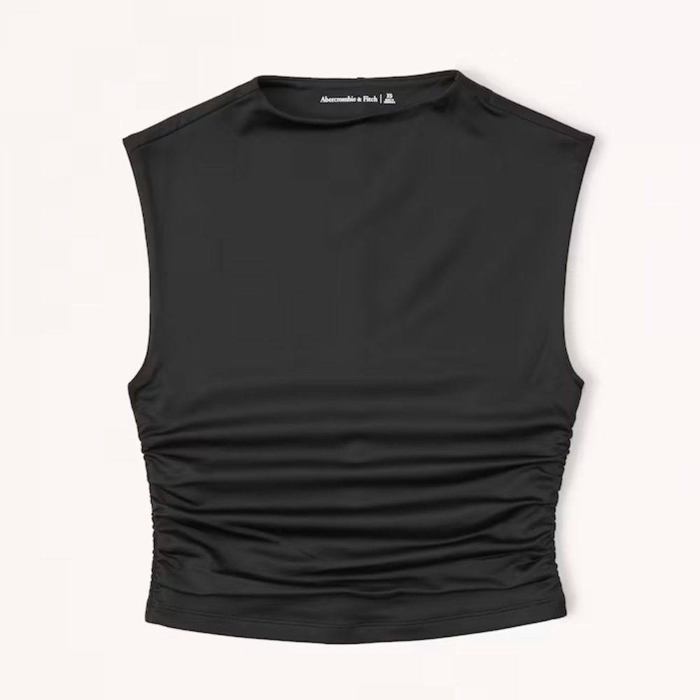 Sleek Seamless Fabric Ruched Mockneck Top